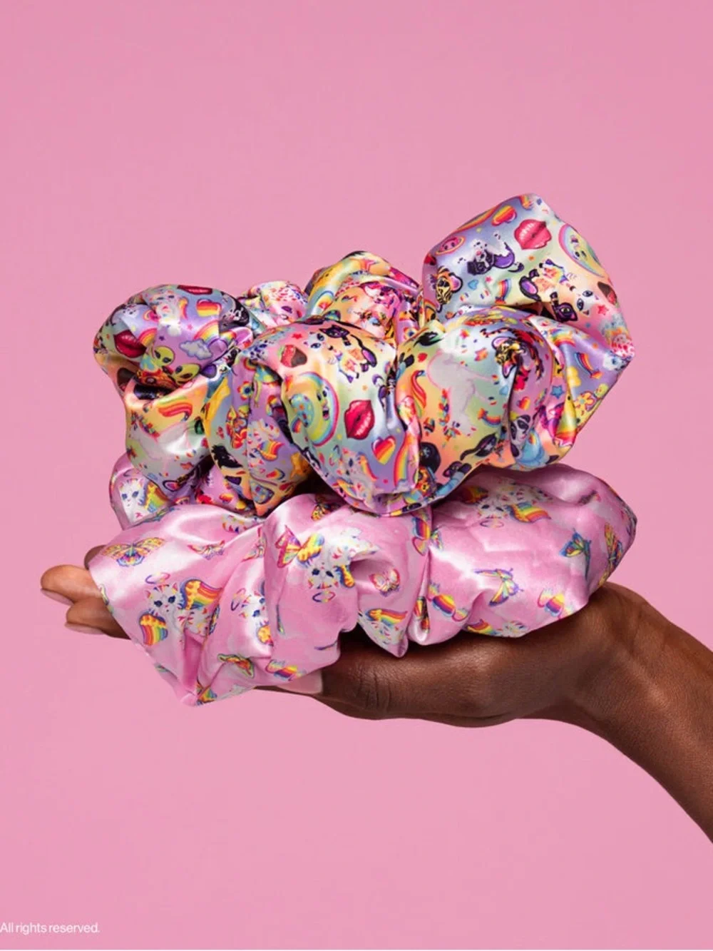 Kitsch x Lisa Frank Pillow Scrunchie In Satin 2 Piece Set~Oversized~New In Box!